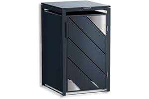 Metzler Cache-poubelles 1 pièce 240 l anthracite avec accents en acier inoxydable | Pour 1 poubelle en acier résistant aux intempéries et verrouillable | Revêtement extérieur avec couvercle