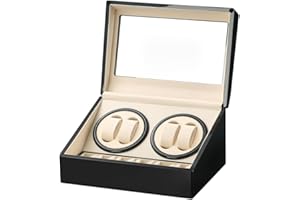 LINGFANSTORE Automatische Uhrenbeweger Box,luxuriöser Uhrenbeweger,Uhrengehäuse mit leisem Mabuchi Motor,PU-Leder Uhrengehäuse mit Netzteil,Lagerung Schmuckschatulle…