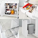 SoBuy® FKW33-W Neu Luxus-Küchenwagen mit Edelstahlplatte, Küchenschrank, Kücheninsel,Servierwagen, Rollwagen, mit Ablage für Mülleimer, Abfalleimer - 5