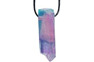 JANNI-SHOP-ANHÄNGER Bergkristall Natur Spitze Anhänger gebohrt ca. 40-50 mm mit Titanium bedampft in schillernden Regenbogenfarben mit 2,5 mm Bohrung