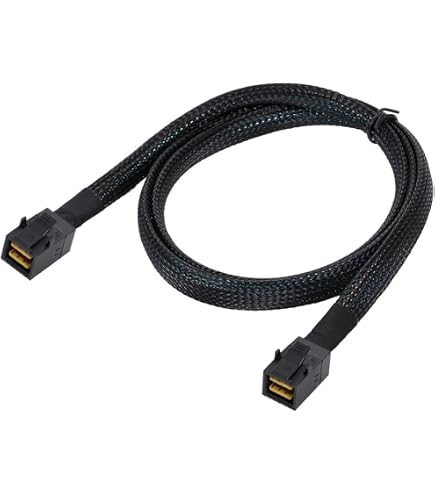ipolex Cavo interno Mini SAS HD SFF-8643 a SFF-8643 12G, con banda laterale, 100 Ohm, dritto a dritto, 0,3 m (0,98 piedi ipolex Cavo interno Mini SAS HD SFF-8643 a SFF-8643 12G, con banda laterale, 100 Ohm, dritto a dritto, 0,3 m (0,98 piedi
