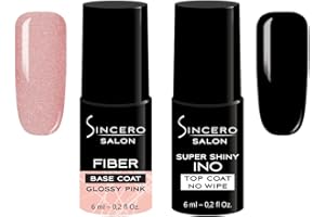 ‎SINCERO SALON Sincero Salon- Fiberglass Gel Base Glossy Pink und Top Coat Gel Super Shiny INO - Unterlack und Überlack - UV Gel Nagellack - Gel Nägel für Maniküre -Schutz vor Kratzern - Nagelhärter -Gel Nail Polish
