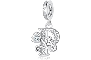 TIZU Letter Charms for Pandora Bracelets Silver Alphabet Initial Charms Bead Pendant Jewelry Gift for Women Girls