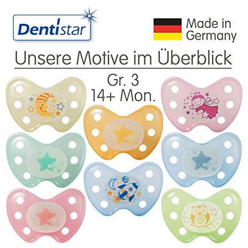 Dentistar® Night Silikon-Schnuller – Größe 2, 6-14 Monate – Nacht-Leuchtschnuller, Nuckel leuchtend, Zahnfreundlich ab dem ersten Zahn - 8