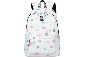 YANAIER Waterproof School Backpack for Girls Teens Cute Print Bookbag Laptop Backpack Women Travel Casual Daypack Flamingos