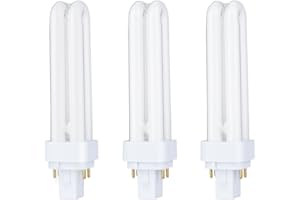 B4U G24q-2 4 Pin Compact Fluorescent Bulb 18W, PLC G24q-2 Energy Saving Light Bulbs, 4 Pin Bathroom Light Bulbs, 1250LM, Warm White 2700K, CFL Energy Saving Bulb, 3 Pack