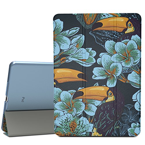 MoKo Hülle für iPad Air - PU Leder Tasche Schale Smart Case mit Translucent Rücken Deckel, mit Auto Schlaf/Wach Funktion und Standfunktion für Apple iPad Air / iPad 5 (5th Gen) 9.7" Tablet, Tukan Vogel