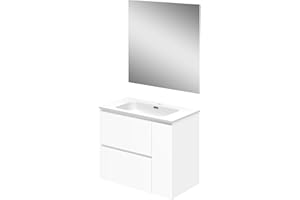 Baikal Conjunto de Mueble de baño Duo, Incluye Lavabo. Mueble Suspendido en Pared con Lavabo cerámico. Varios Acabados y Medidas. Mueble MONTADO.