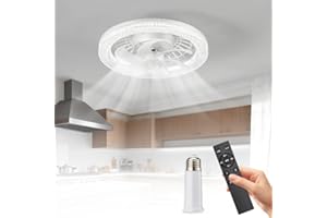 Anyingkai Bombilla Ventilador,Lampara Ventilador Techo,Ventilador de Techo con Luz,Ventiladores de Techo con Luz (Blanco-1)