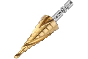 Vearter Broca escalonada 4241 4-20 mm HSS cobalto, broca escalonada en espiral, vástago hexagonal estriado, adecuado para acero inoxidable, hierro, cobre y aluminio
