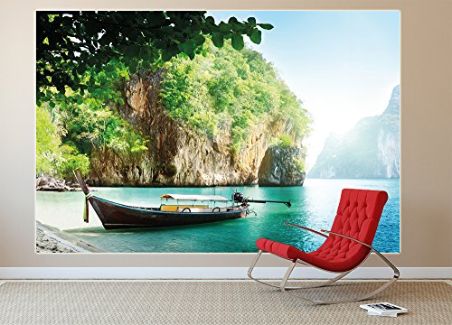 Poster Fischer-Boot in tropischer Bucht Wandbild Dekoration Urlaub Reisen Strand Paradies Bay Natur Insel Meer Travel Beach | Wandposter Fotoposter Wanddeko Wandgestaltung by GREAT ART (140 x 100 cm) - 8