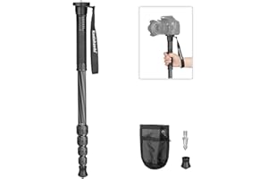 Koolehaoda Monopode en Fibre de Carbone, 5 Sections de Jambe, Hauteur d'extension 46-165 cm, capacité de Charge 7 kg