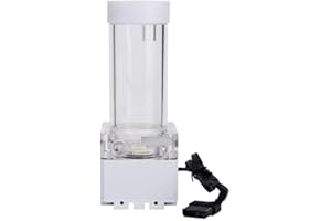 EBOXER 800L/H 8W 7V Water Cooling Pump Tank with 4 Meters Pump Head & LED Power Indicator G1/4 Thread Fast Heat Dissipation CPU Cooling System (White 17cm)