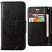 Produktbild Handyhülle Asus Zenfone 3 ZE552KL Hülle Tasche, Ougger Flower Butterfly Veins Beutel BriefHülle Tasche Bumper Schale Schutzhülle PU Leder Weich Magnetisch Stehen Silikon Haut Flip Case Cover mit Kartenslot (Schwarz)