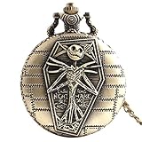 Taschenuhr Totenkopf Cool einzigartig Vintage Antik-Optik Anhänger Runde kompatibel mitm