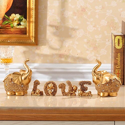 Elephant Ornaments Creative Home decoration living room TV cabinet small crafts golden 1 pair,Golden alphabet