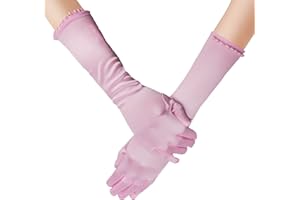 NICEYEA Blumenmädchen Handschuhe Pincess Pearl Lange Satin Handschuhe Lange Prinzessin Kostüm Zubehör Hochzeitskleid Perlstickerei Handschuhe Mädchen Kommunionshandschuhe für Hochzeit Party Dekoration