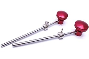 Jiayouy 2 Pieces Bass Drum Pedal Beater Aluminum Alloy Hammer Head Percussion Instrument Accessory Part Red 2