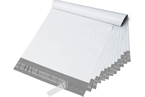 Switory Worki kurierskie, koperty pocztowe do wysyłki ubrań, foliowe torby samoprzylepne, koperty do pakowania i nadawania przesyłek, 25 szt., białe, 25,4 × 33 cm