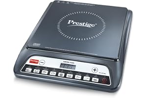 Prestige Pic 20 Neo Induction Cooktop 1600W|Indian Menu Options| Automatic Voltage Regulator| Timer With User Pre-Set, Manual, Black