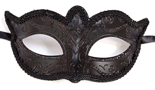 Herren und Damen Funkelnd Mitternacht Schwarz Venetianische Maskerade Maske - 3