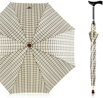 Classic Style Lattice Automatic Open Long-handled Umbrella Windproof Sun Protection Outdoor Strong Reflective Strip Durable Umbrellas Self Defense Skid Climbing Creative Walking Stick Umbrella ( Color : B )
