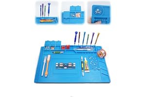 OTYMIOW Tappetino per Saldatura in Silicone 45 x 30 cm Tappetino da Lavoro Magnetico per Griglia di Minuteria Tappetino Antistatico per Progetti Gadget per Riparazione Stuoia di Saldatura Fino a 500°C