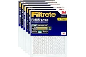 Filtrete EA03-6PK-1E, AC Furnace Air Filter, MPR 2200, Healthy Living Elite Allergen, 6-Pack (Exact Dimensions 19.69 x 24.69 x 0.78), White