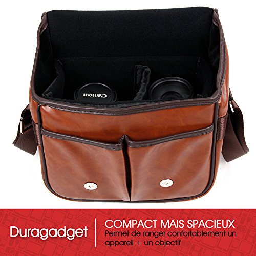 Sacoche aspect cuir pour appareils photo Nikon DF  D5300   D3300 et Sony DSC-HX400   HX400V  DSC-RX10M3   RX10 III     couleur marron par DURAGADGET