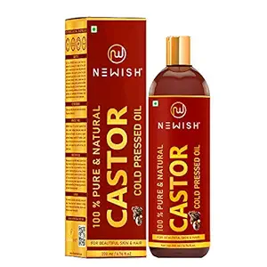 NEWISH Premium Castor Oil for Hair Growth, Skin and Eyebrow | Natural | Organico | Virgin | Pure Cold Pressed | Arandi oil | Hair Oil | Massage oil | Skin Oil - 200ml