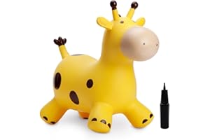 U&C PLANET U&C Plant Animal Saltarín Caballo con Bomba Saltador niños Animal de Salto Saltar para niños de 1 a 6 años Bouncy Animal para Bebes & niño pequeño Sin BPA,Jirafa