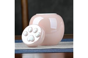 KYCHENBASE Mini urna per cremazione per cani e gatti, barattolo portatile in ceramica rosa, sigillata, guarnizione in tessuto non tessuto a prova di umidità, per commemorazioni, funerali, onore, capacità 350 ml,