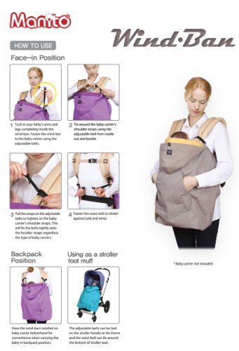 [Manito] Wind Ban / Windschutz Haut Abdeckung Manteau Fußsack für Kinderwagen, Sportkinderwagen und Babytrage, Windschutz für Baby Outdoor Schlendernde - 3