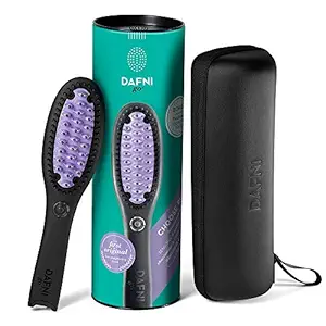 DAFNI go Hair Straightening Ceramic Brush (Blue) (PURPLE) with Detachable Cord & Thermal Travel Case | Style Upto x8 Times More Hair in Each Easy Brushing Stroke | x6 Times The Surface of a Flat Iron