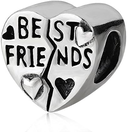 Soulbead Best Friend Forever Heart Charm 925 Sterling Silver Friendship Bead for European Style Bracelet