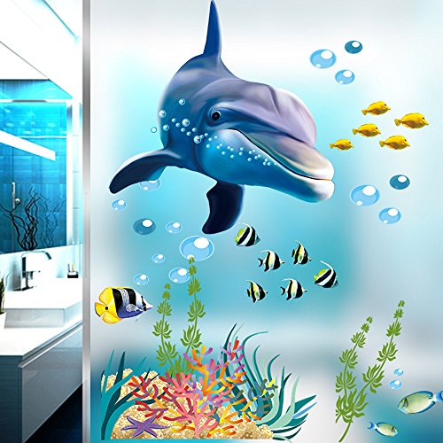 Grandora W5293 Wandtattoo Unterwasserwelt Delfin Fische Wanne Fliesen
