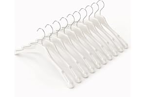 Mainetti Appendini per Abiti Bretellati, Maglieria, Grucce in Plastica, Sottili, Salvaspazio, con Notches, per Lingerie, Costumi da Bagno, Set di 10 Pezzi, Bianco Lucido con Gancio Zincato, 41cm