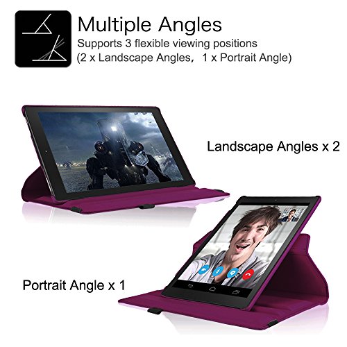 Fintie Fire HD 10 2015 Hülle – 360 Grad rotierend Stand Schutzhülle Tasche Etui Case mit Standfunktion und Auto Sleep / Wake Funktion für Amazon Fire HD 10 Zoll (5. Generation – 2015 Modell) Tablet, Lila - 5