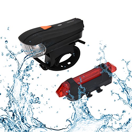 LED Fahrradlicht, ELINKER Fahrradlampe Set, Stvzo Standard Genehmigt, Wasserdichtes Frontlicht und Rücklicht mit 2 USB Ladekabel - 3