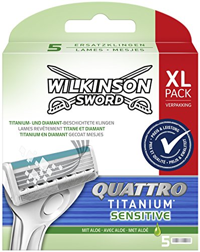 Wilkinson Sword Quattro Titanium Sensitive Rasierklingen, 5 Stück