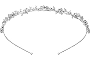 LOKXMVE Cerchietto per capelli da sposa, diadema con cristalli glitterati, per matrimonio, argento, fiori, da donna, elegante, fate, corona, tiara, copricapo per donne, ragazze, matrimoni, balli