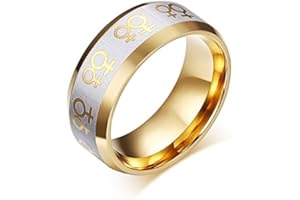 Joielavie Bague Anneau pour Femme en Acier Inoxydable avec Double Symbole Féminin Soeur Fierté Lesbienne LGBT Doré Mat Bijoux