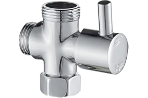 UUSSHOP 3 Way Shower Arm Diverter Valve Component G3/4" G1/2" Brass Bathroom Universal Shower Head Valve Replacement Part for Hand Held Showerhead & Fixed Spray Head, Chrome (Square)