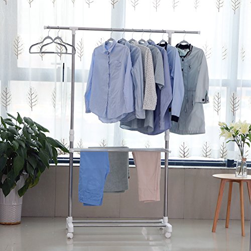 Songmics Kleiderständer Wäscheständer Mit Handtuchständer 90-155(L) X 41(W) X 93-168(H) cm LLR402 - 2