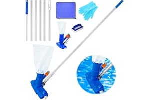 MEISHANG Balai Aspirateur Piscine,Aspirateur Piscine,Kit Nettoyage Piscine,2.1M Manche Telescopique Piscine(Type épais),Raccord en Métal Amélioré et Poils Latéraux,Brosse D'aspiration pour Piscine