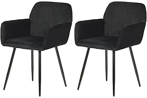 ‎EGGREE EGGREE Esszimmerstühle 2er Set Samt Stühle mit Armlehnen Gepolsterte Küchenstühle Moderner Design, Hochwertige Stühle für Esszimmer Wohnzimmer mit Stabilen Metallbeinen Tragkraft 150 kg, Schwarz