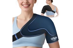 Hilph Manchette rafraîchissante pour épaule, bandage d'épaule flexible, sac à glace avec fermeture pour coiffe des rotateurs, tendinite, douleurs aux épaules, récupération postopératoire, taille S/M