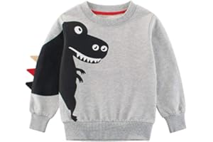SUPFANS Boys Cute Dinosaurs Sweatshirts Pullover Jumper Cotton T-Rex Long Sleeve Tops Toddlers T-Shirt