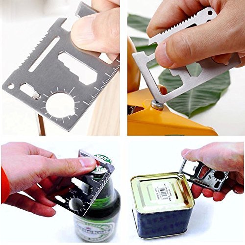 Wallet Ninja 11 in 1 Multi-Tool, WaterLuu Kreditkarten-messer Sei immer vorbereitet mit dem Multi-Tool mit 11 Funktionen, Silber - 3