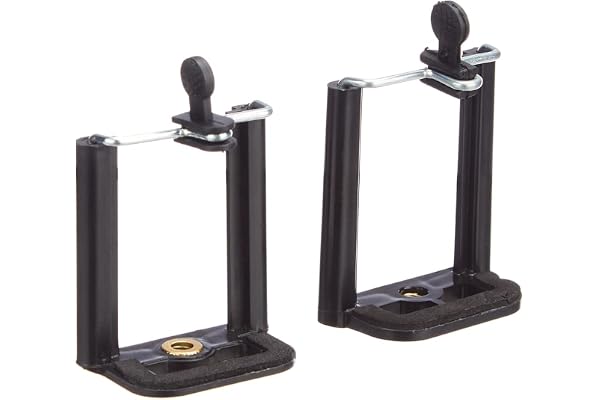 Amazon Basics Mobile Holder with Adjustable Bracket for Tripods with 1/4-inch-20 Mounting Screw, Compatible with Smartphones, Ideal for Videographers and Photographers (Pack of 2)